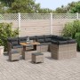Conjunto de sofá de jardín 12 pcs Gris ratán sintético