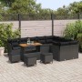 Conjunto de sofá de jardín 13 pcs Negro ratán sintético