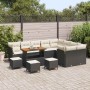 Conjunto de sofá de jardín 13 pcs Negro ratán sintético