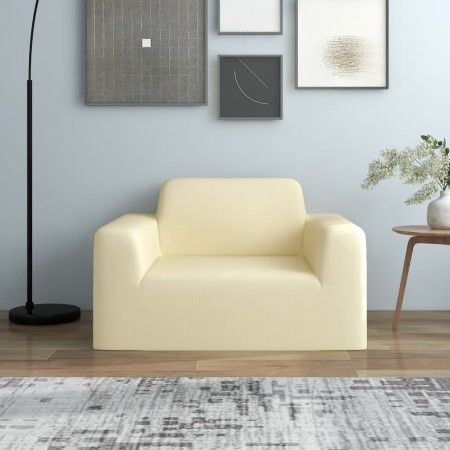 Funda elástica para sillón poliéster jersey crema