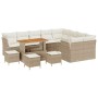 Conjunto de sofá de jardín 13 pcs Beige ratán sintético