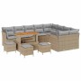 Conjunto de sofá de jardín 13 pcs Beige ratán sintético