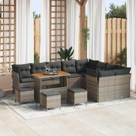 Conjunto de sofá de jardín 13 pcs Gris ratán sintético
