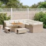 Conjunto de sofá de jardín 13 pcs Beige ratán sintético