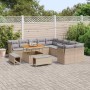 Conjunto de sofá de jardín 13 pcs Beige ratán sintético
