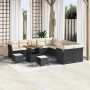 Conjunto de sofá de jardín 13 pcs Negro ratán sintético