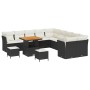 Conjunto de sofá de jardín 13 pcs Negro ratán sintético