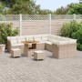 Conjunto de sofá de jardín 13 pcs Beige ratán sintético