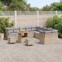 Conjunto de sofá de jardín 13 pcs Beige ratán sintético