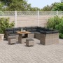 Conjunto de sofá de jardín 13 pcs Gris ratán sintético