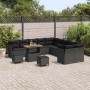 Conjunto de sofá de jardín 13 pcs Negro ratán sintético