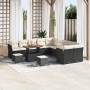 Conjunto de sofá de jardín 13 pcs Negro ratán sintético