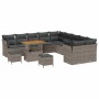 Conjunto de sofá de jardín 13 pcs Gris ratán sintético