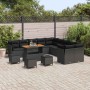 Conjunto de sofá de jardín 14 pcs Negro ratán sintético