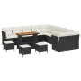 Conjunto de sofá de jardín 14 pcs Negro ratán sintético