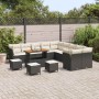 Conjunto de sofá de jardín 14 pcs Negro ratán sintético