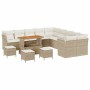 Conjunto de sofá de jardín 14 pcs Beige ratán sintético