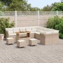 Conjunto de sofá de jardín 14 pcs Beige ratán sintético