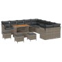 Conjunto de sofá de jardín 14 pcs Gris ratán sintético