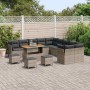 Conjunto de sofá de jardín 14 pcs Gris ratán sintético