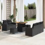 Conjunto de sofá de jardín 8 pcs Negro ratán sintético