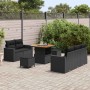 Conjunto de sofá de jardín 8 pcs Negro ratán sintético