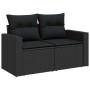 Conjunto de sofá de jardín 8 pcs Negro ratán sintético
