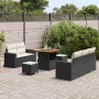 Conjunto de sofá de jardín 8 pcs Negro ratán sintético