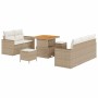 Conjunto de sofá de jardín 8 pcs Beige ratán sintético