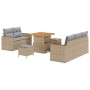 Conjunto de sofá de jardín 8 pcs Beige ratán sintético