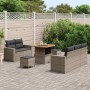 Conjunto de sofá de jardín 8 pcs Gris ratán sintético