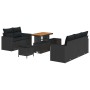 Conjunto de sofá de jardín 8 pcs Negro ratán sintético