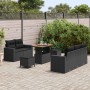Conjunto de sofá de jardín 8 pcs Negro ratán sintético