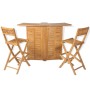 Klappbares Garten-Bistrotisch- und Stühle-Set, 3-teilig, aus massivem Teakholz von vidaXL, Gartensets - Ref: Foro24-43805, Pr...