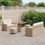 Conjunto de sofá de jardín 8 pcs Beige ratán sintético