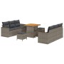 Conjunto de sofá de jardín 9 pcs Gris ratán sintético