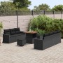 Conjunto de sofá de jardín 10 pcs Negro ratán sintético
