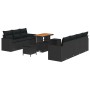 Conjunto de sofá de jardín 10 pcs Negro ratán sintético