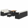 Conjunto de sofá de jardín 10 pcs Negro ratán sintético