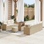 Conjunto de sofá de jardín 10 pcs Beige ratán sintético