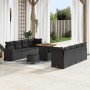 Conjunto de sofá de jardín 11 pcs Negro ratán sintético