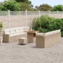 Conjunto de sofá de jardín 11 pcs Beige ratán sintético