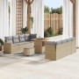 Conjunto de sofá de jardín 11 pcs Beige ratán sintético