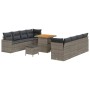 Conjunto de sofá de jardín 11 pcs Gris ratán sintético
