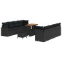 Conjunto de sofá de jardín 11 pcs Negro ratán sintético