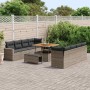 Conjunto de sofá de jardín 11 pcs Gris ratán sintético