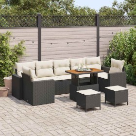 Conjunto de sofá de jardín 10 pcs Negro ratán sintético