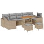 Conjunto de sofá de jardín 10 pcs Beige ratán sintético