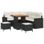 Conjunto de sofá de jardín 8 pcs Negro ratán sintético