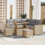 Conjunto de sofá de jardín 8 pcs Beige ratán sintético